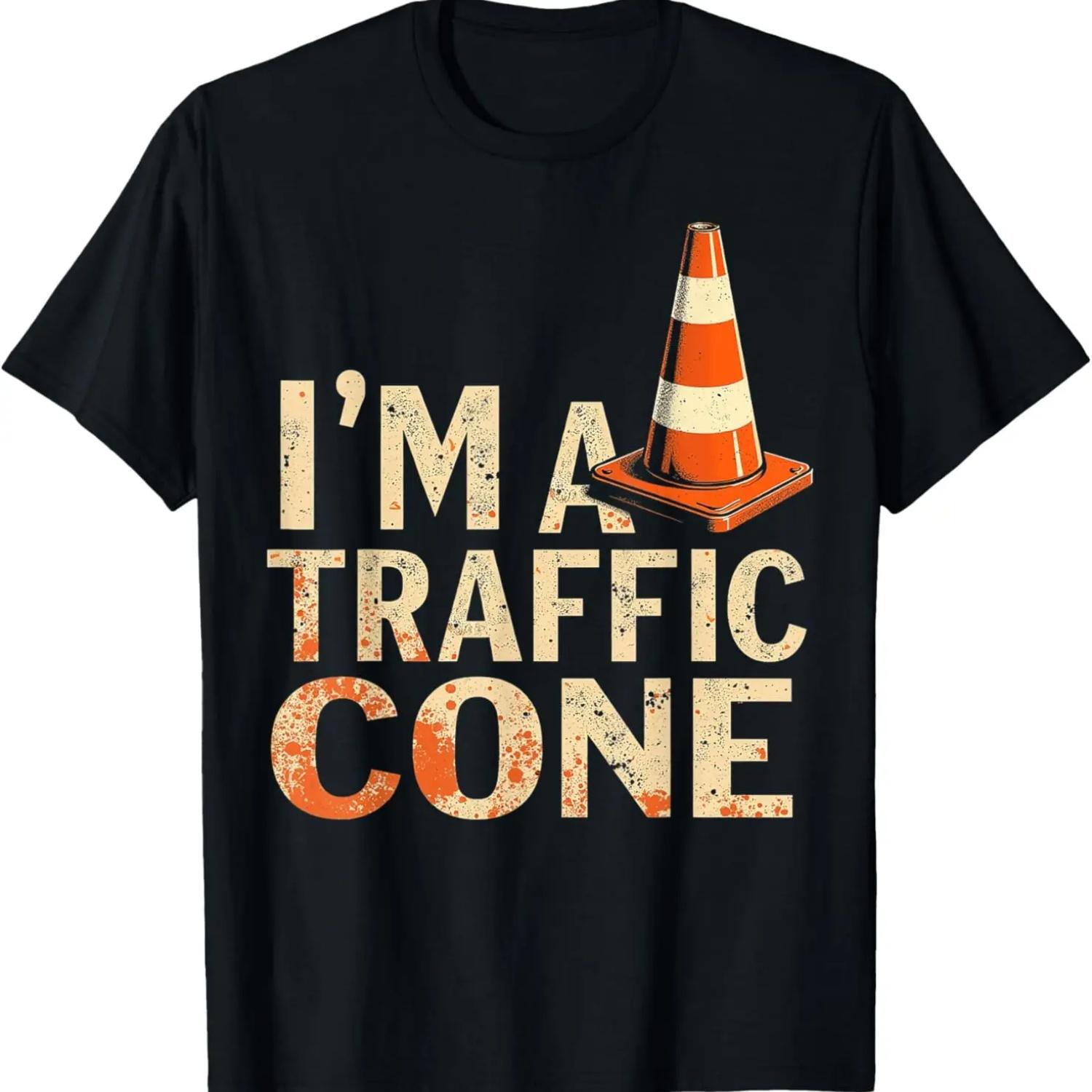 

I Am A Traffic Cone Halloween I m lazy easy T-Shirt,Comfortable pure cotton XXXXXL чорний