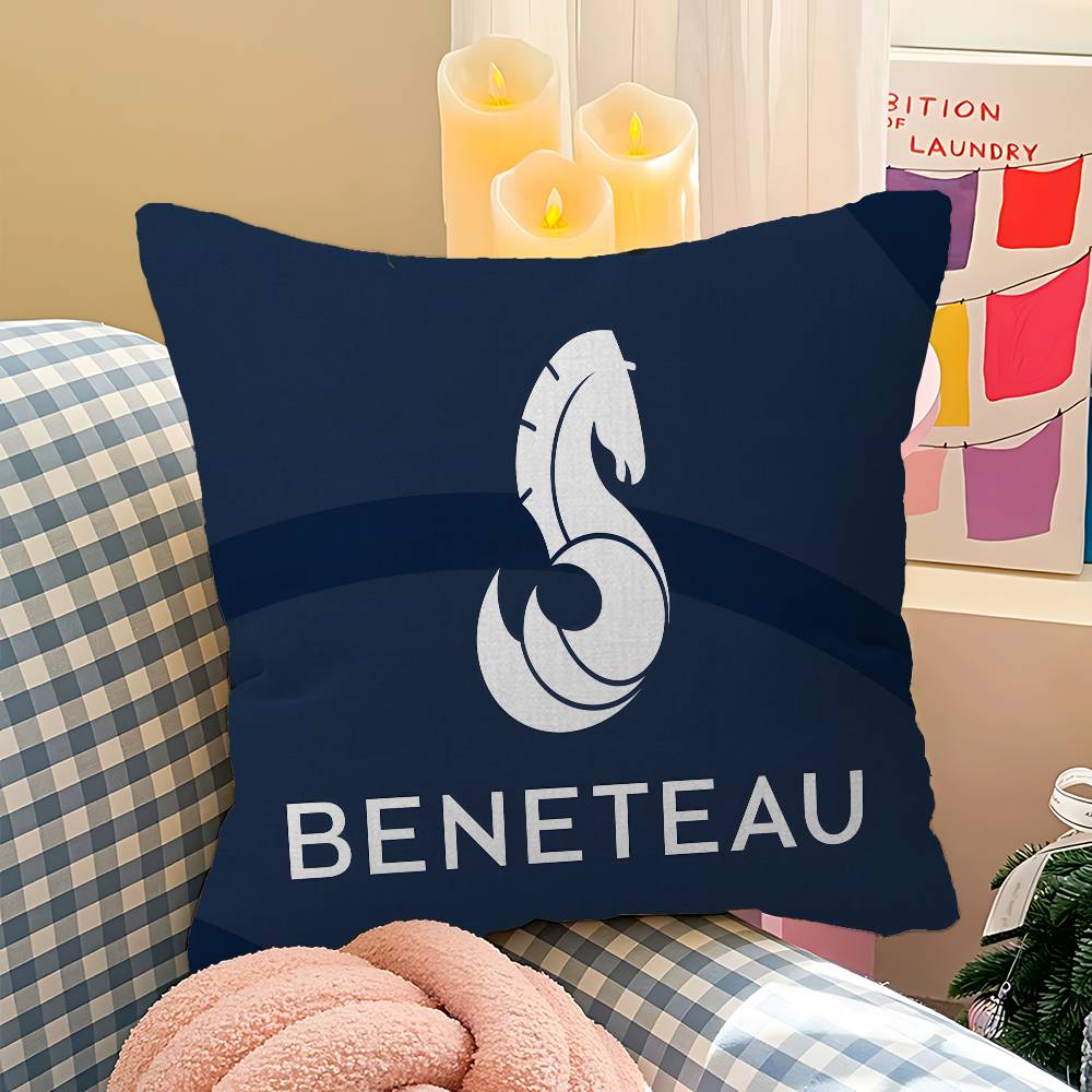BBENETEAU Logo Cushion Cover Inches Farmhouse Decor Home Throw Pillow Covers for Couch Decorations