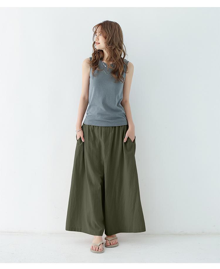 Rakuten Kadın Keten Pamuk Çok Renkli Bol Geniş Paça Cepli Culottes – Ekstra Uzun İlkbahar/Yaz Günlük Pantolon 2021 Koleksiyonu.