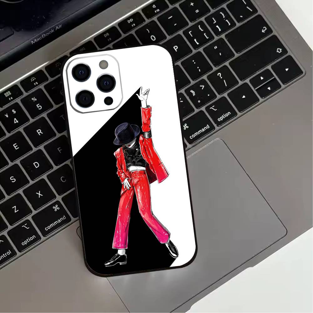Cute Cartoon M-Michael J-Jackson  Phone Case For iPhone 17,16,15,14,13,12,11 Plus,Pro Max,XS,Soft Silicone Black Cover