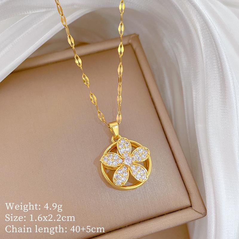 Copper Micro-Inlaid Love Fashion Light Luxury Temperament Gorgeous Full Diamond Necklace Female Versatile Collarbone Chain Titanium Steel