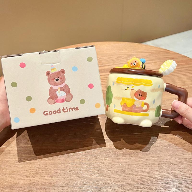 Creative Cute Little Bear Ceramic Mug for Birthday Gift for Sisters and Girlfriends