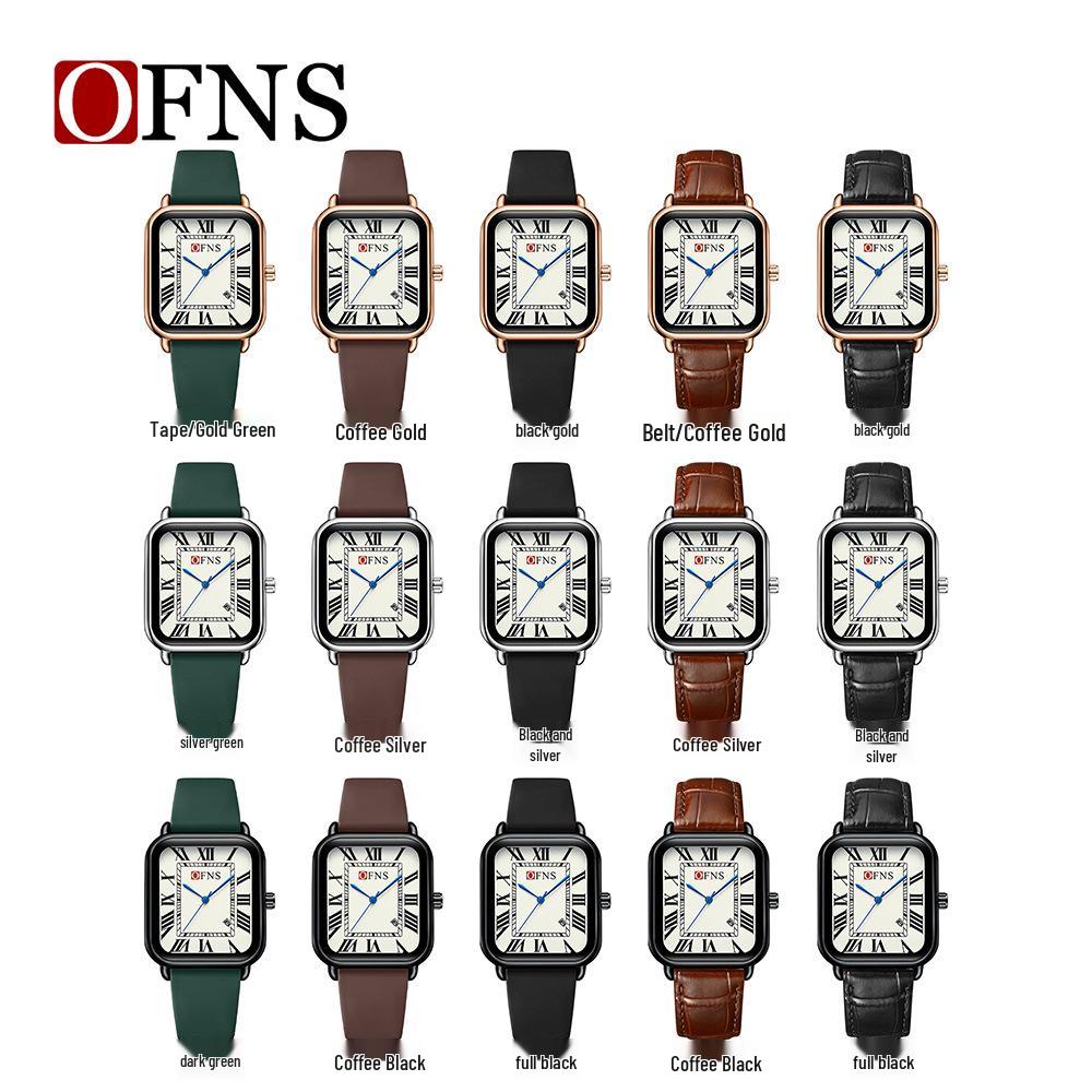Unisex Retro Zegarek Kwarcowy OFNS: Duża Kwadratowa Tarcza, Modny, Wodoodporny, z Funkcją Kalendarza