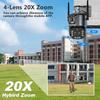 10K 20MP WiFi IP Camera 20X Zoom Four Lens Three Screen PTZ Cameras Outdoor 16MP 8K Video Surveillance Cam CCTV Security Camera