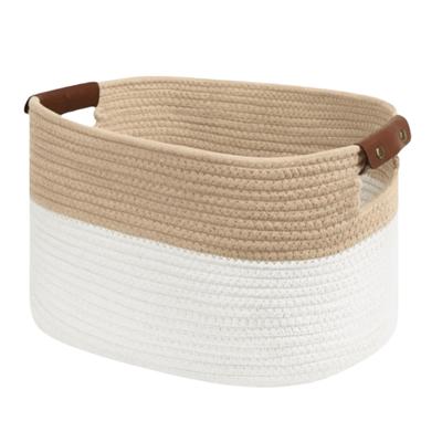 15x10x9 Inch Cotton Rope Basket Large Capacity Storage Woven Rope Baskets Foldable Woven Laundry Basket for Shelves Laundry