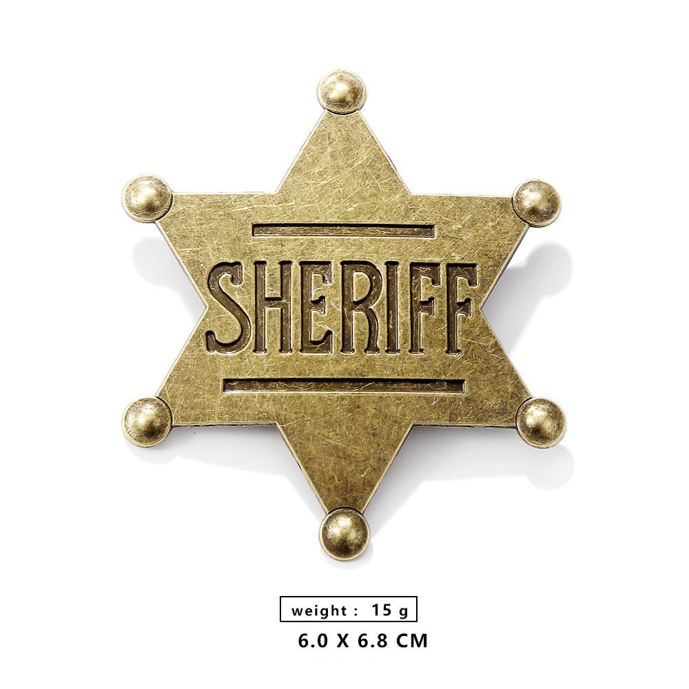 Star Sheriff Metal Enamel Badge Vintage Retro Holloween Party Brooch for Women Men Fashion Accessories Gift