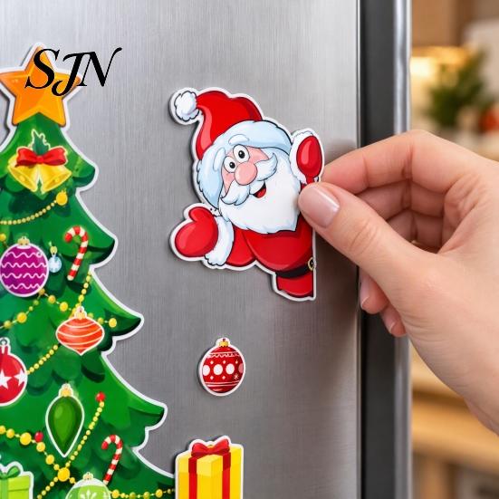 Home Security Door Decor Christmas Fridge Magnets, Soft Magnetic Santa & Tree Stickers, Reusable Party Supplies Holiday Magnet Ornaments for