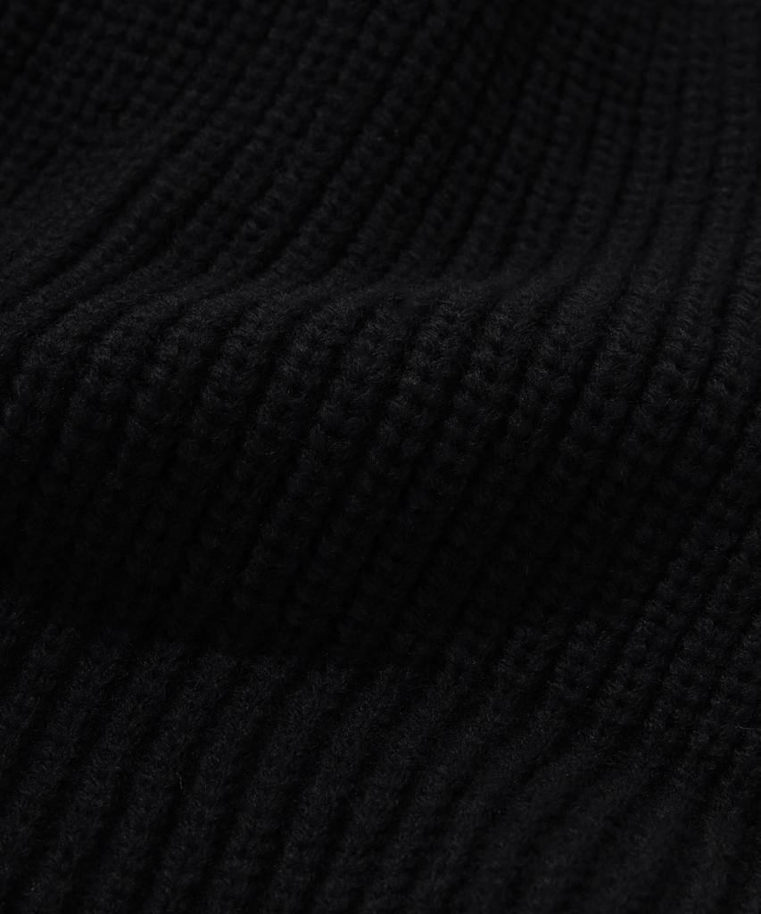 COVERNAT Authentic Leather Patch Acrylic Beanie Black