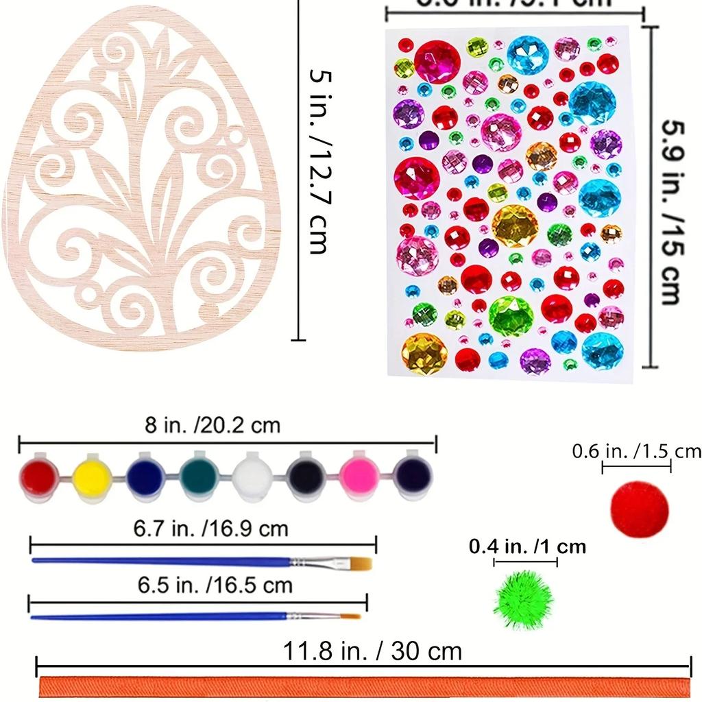 Wooden Easter Egg Craft Kit-Paint Your Festive Ornaments,Perfect for Teenagers&Adults,Ideal for Spring Classroom Activities