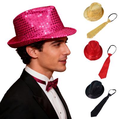 Chapeau de Jazz Adulte Enfant Paillettes Chapeau Spectacle de Scène Casquette Performance de Danse Noël Halloween Nouvel An Chapeau