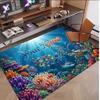 Fish Ocean Theme Soft Crystal Velvet Rug Custom Name & Text Print Non Slip Floor Rug for Bedroom Living Room