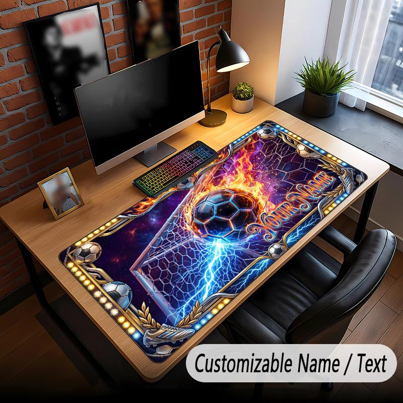 Soccer Theme Custom Mouse Pad Personalized With Name Text Customized Desk Mat For Office Home Decor
