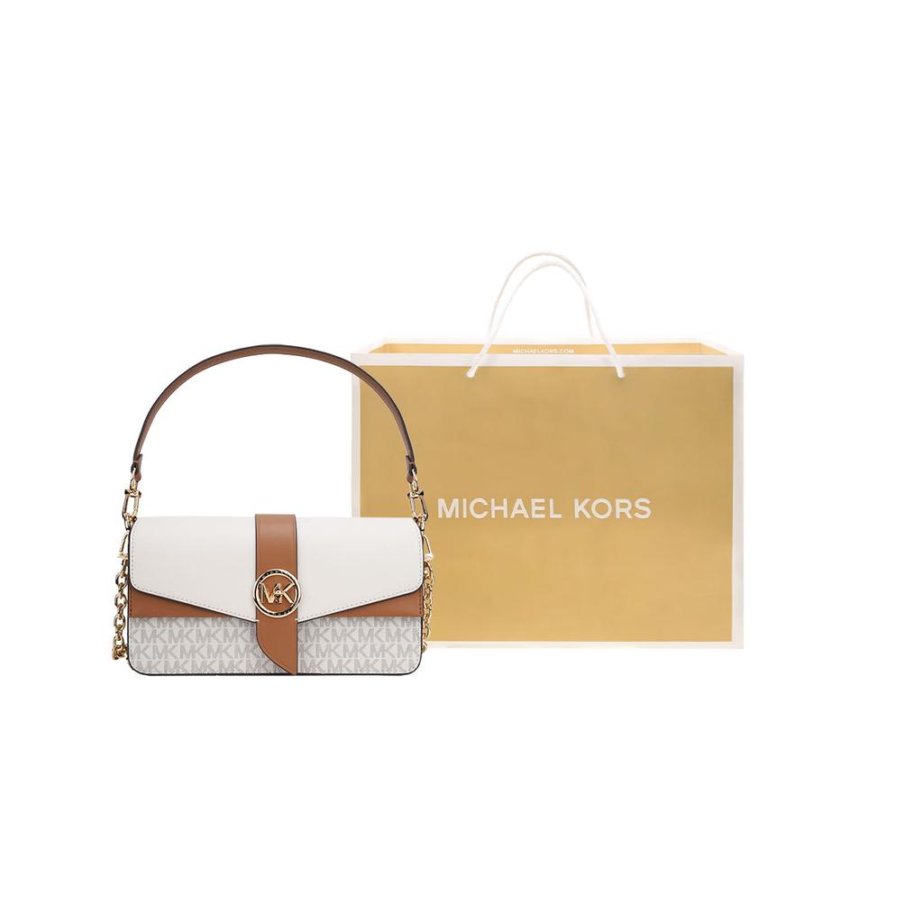 New MICHAEL KORS Greenwich Portable Crossbody Bag, Shoulder Bag Women's Vanilla White Brown Multicolor 30H1GGRL8V-VANILLA-ACRN