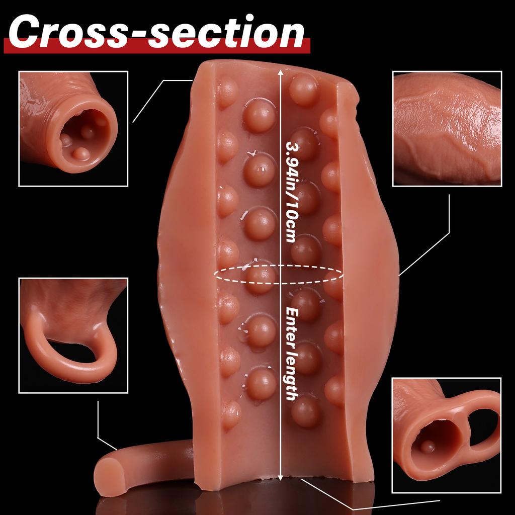 Manicotto Allargante Bloccante per Pene Dildo Seme Anello per Pene Giocattoli Sessuali per Adulti Uomini Manicotto per Pene Spesso Allargato Silicone Morbido Allenamento Desensibilizzazione Maschile