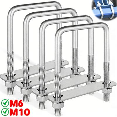 Bullone a U in Acciaio Inossidabile M6/M10 Bullone ad Angolo Retto Quadrato Morsetti per Tubi con Deflettore per Rimorchi Barche Montaggio Utensili Accessori