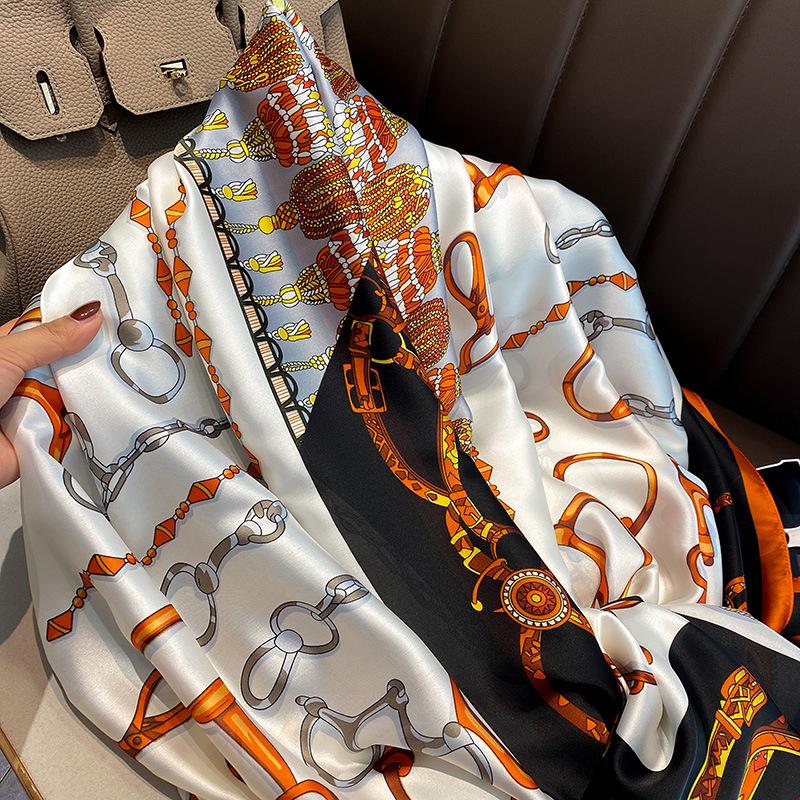 Damen 2022 Koreanischer Stil Langer Seidenschal: Frühlings-/Sommer-Sonnenschutz- & Klimaanlagen-Schal