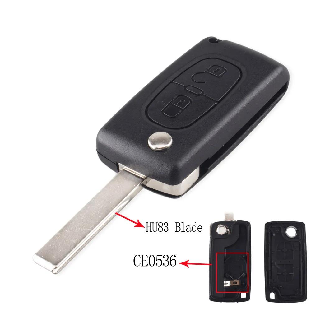 2 Buttons Flip Folding Key Case Blank Shell For Peugeot 107 207 307 307S 308 407 607 VA2/HU83 Blade
