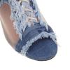 Fashion Women's New European and American Denim Mesh Spring/Summer Lace Lace Lace High Heel Size Open Toe Fish Mouth Cool Boots