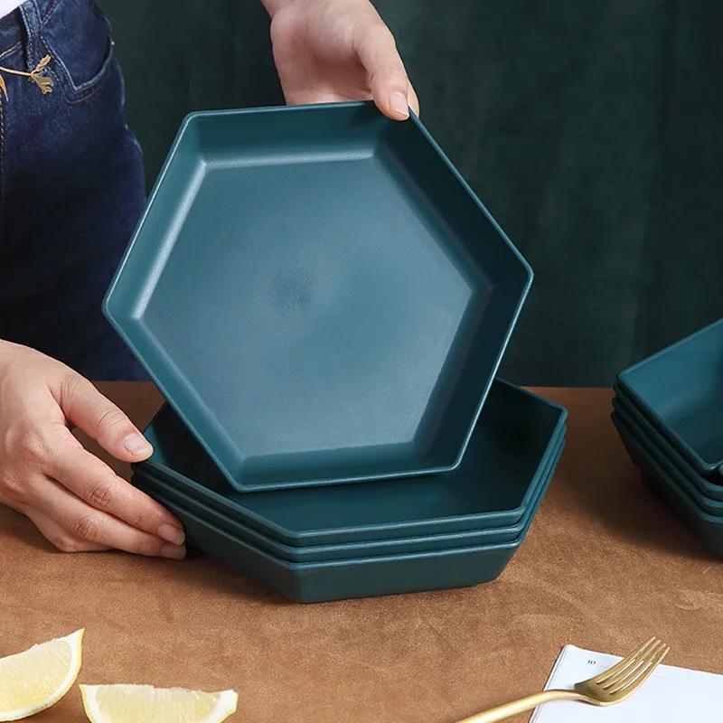 Wheat Straw Plate Dinnerware Dining Plate Set Plastic Plates Cake Dish Salad Plate Picnic Dishes Unbreakable Dishwasher Safe