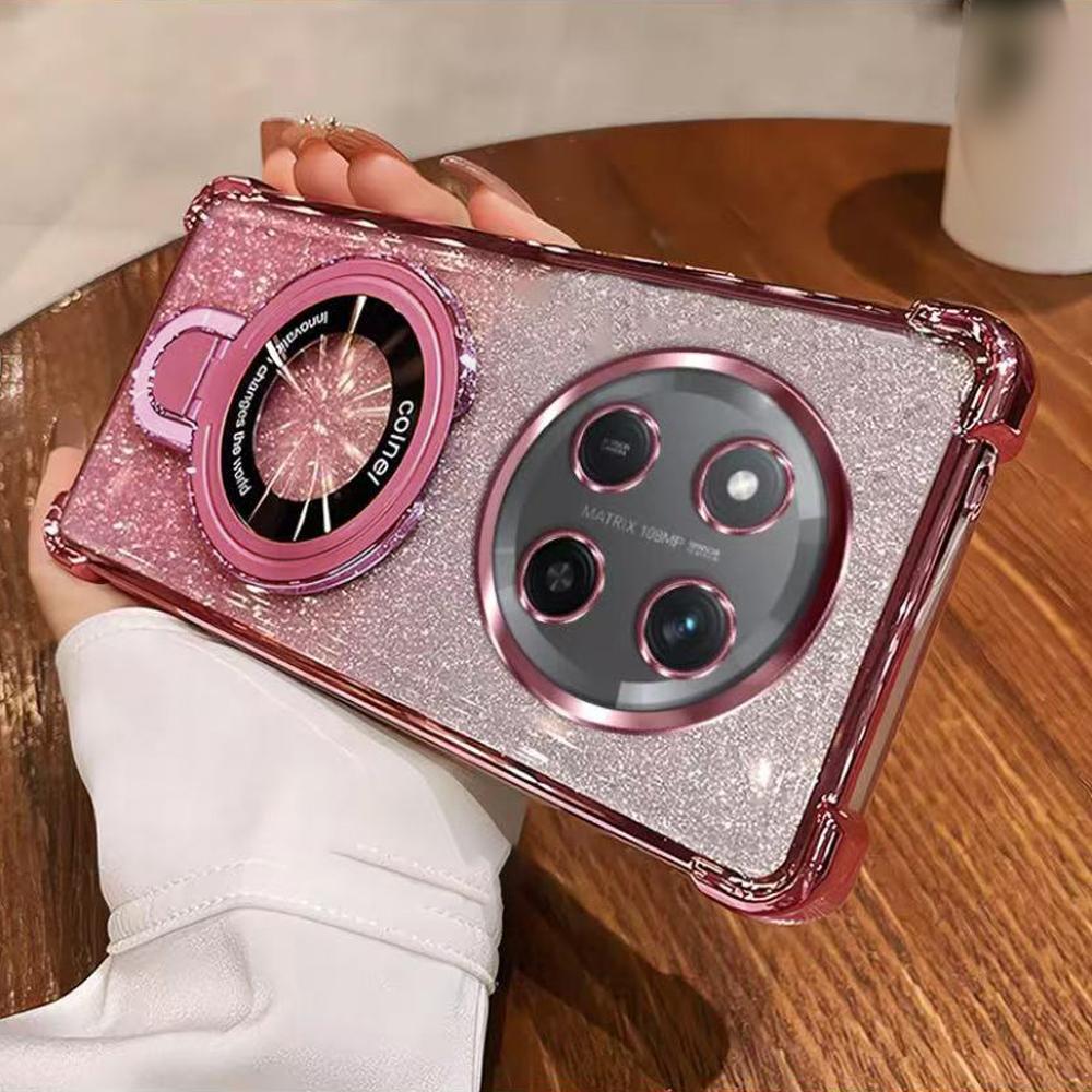 

Блестящий противоударный чехол для телефона Honor Magic 7 Lite X9C X9A X9B X6A X6B X8B X8C X7A с магнитной подставкой-держателем, бампер, мягкая крышка For Honor X9C розовый