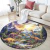 Dinosaur Landscape Round Area Rug,Carpet Rug for Living Room Bedroom Sofa Playroom Decor,Non-slip Floor Mat