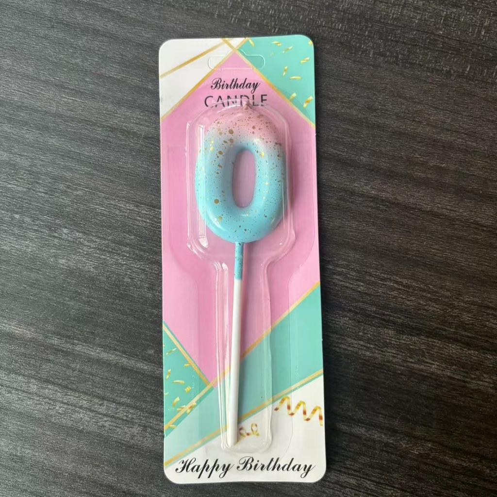 Ins Galaxy Gradient Digital Birthday Candle Ornament Pink Blue Purple Layout Party Cake Baking Plug-in Card