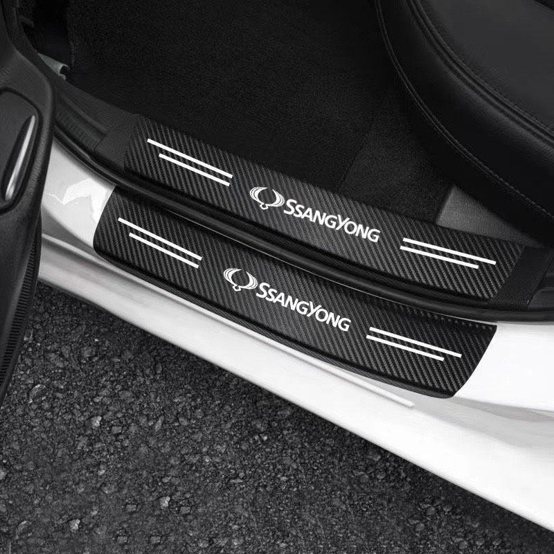 Car Door Sill Stickers Accessories for Ssangyong Actyon Rexton Korando Rodius Kyron Tivoli Musso XLV Stavic Turismo Accessories