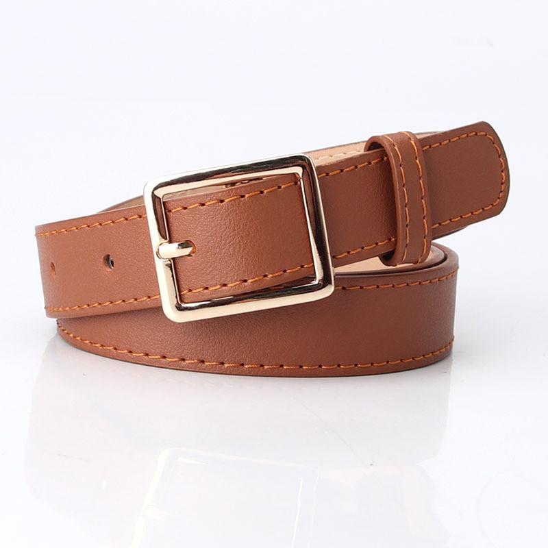 Fashion Womens Pu Belt With Metal Buckle For Casual Office Wear