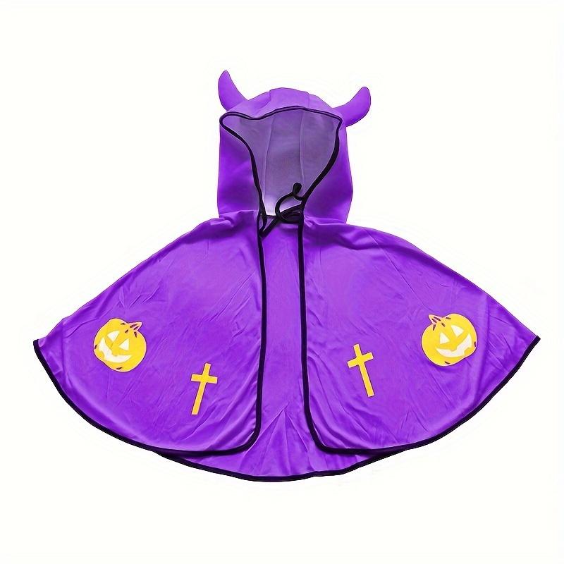 1Pc Four - Color Devil Horn Cloak - Kids' Performance Costume, Festive & Party Prop, Spooky Halloween Outfit Accessory
