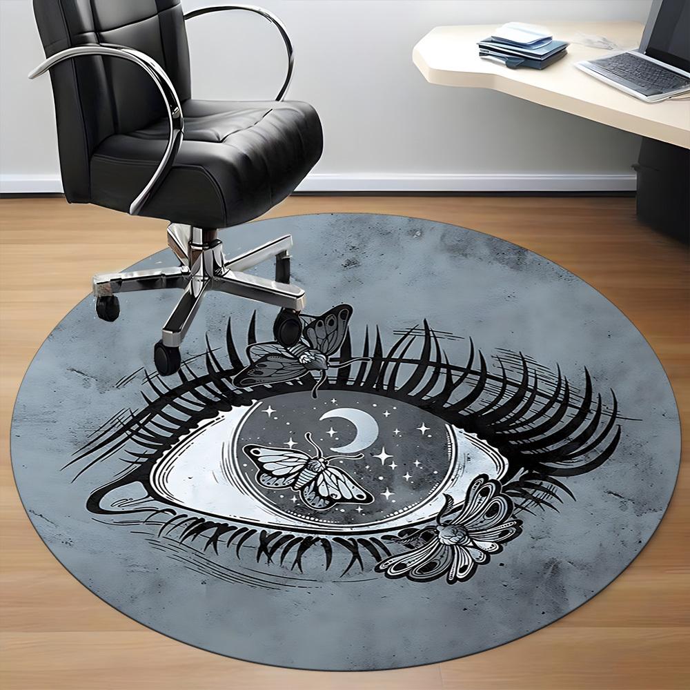 1pc Eye Butterfly Office Round Rug, Carpet for Office, Gaming, Lightweight Round Floor Mat yy260205037