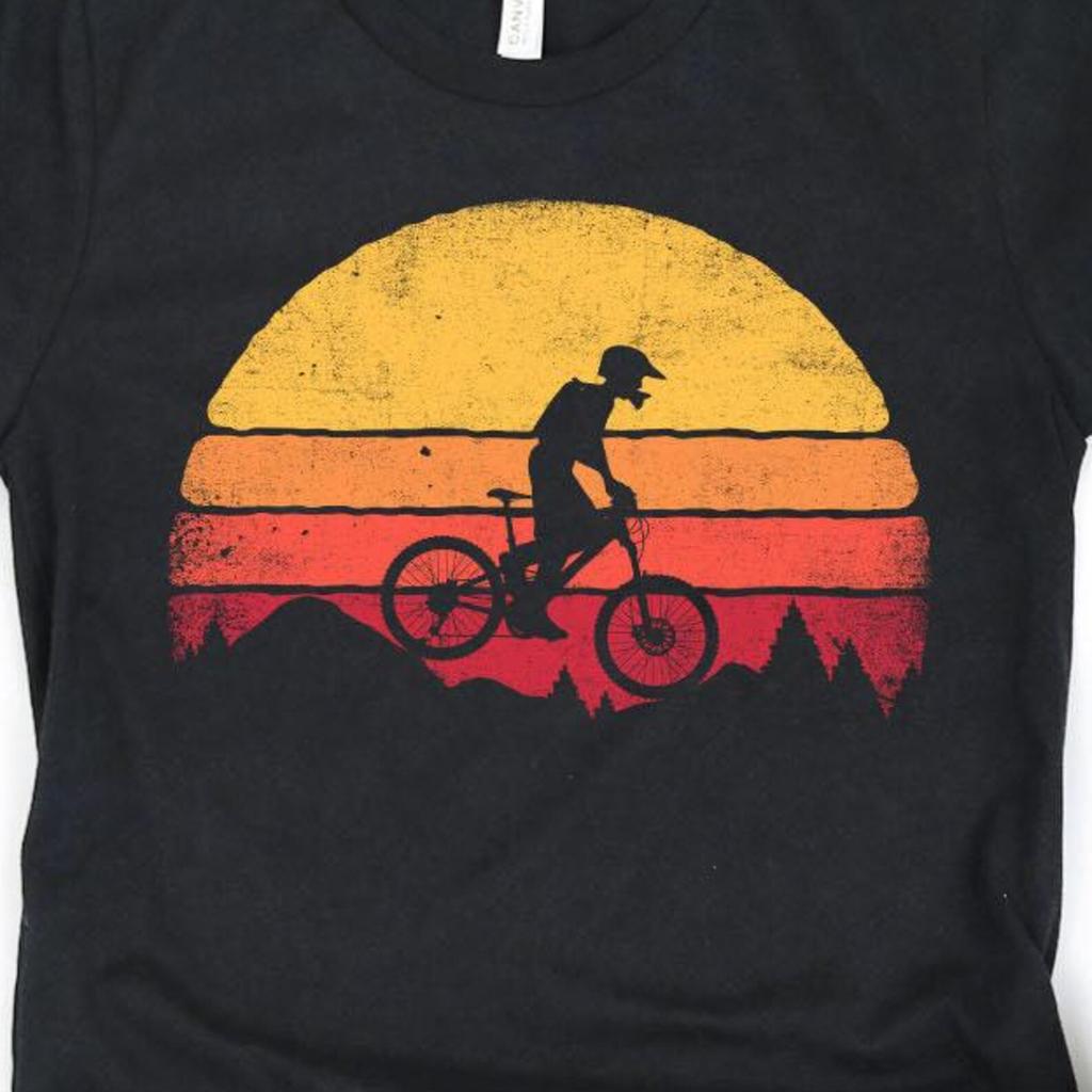 Sunset Mountain Biking Retro Shirt / Biker Gifts / Bike Lover Gift / Bicycle Sport / Cyclist Shirts / Bikers Tee / Tank Top / Hoodie