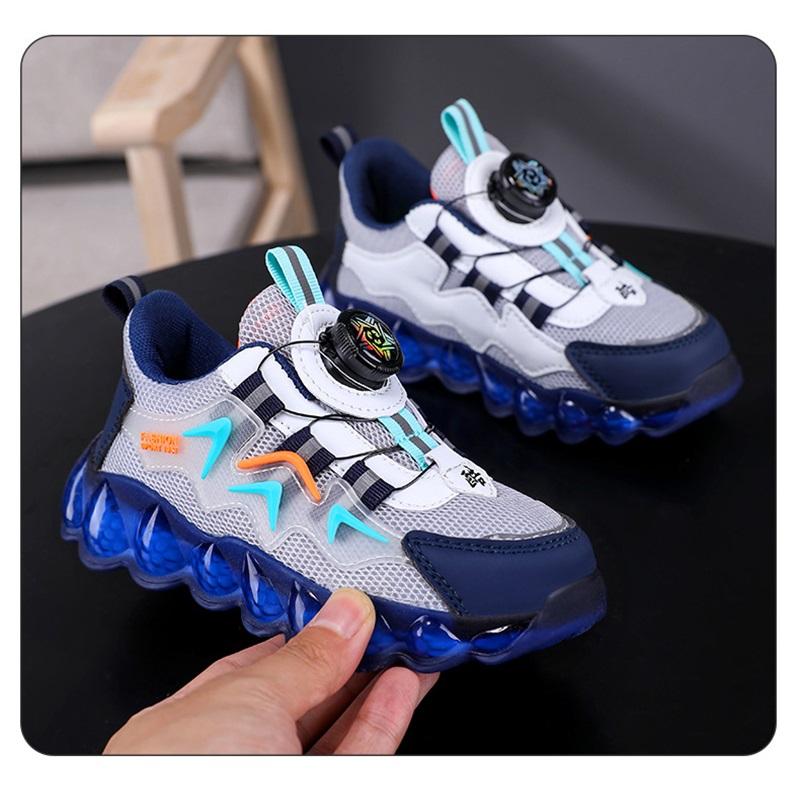 Summer Boys Sports Shoes Kids Sneakers Boys Breathable Mesh Trendy Shoes With Rotating Button Ideal For Active Children