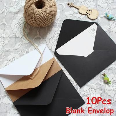 10Pcs Black White Kraft Paper Envelopes Blank Paper Envelope Vintage European Style Envelope for Card Scrapbooking Gift