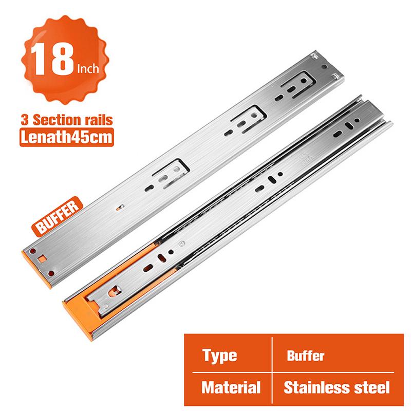 Metall Schubladenschienen Dreiteilige Schubladenführungen Leise Puffer Belastbare Führungsschiene Möbelwerkzeug