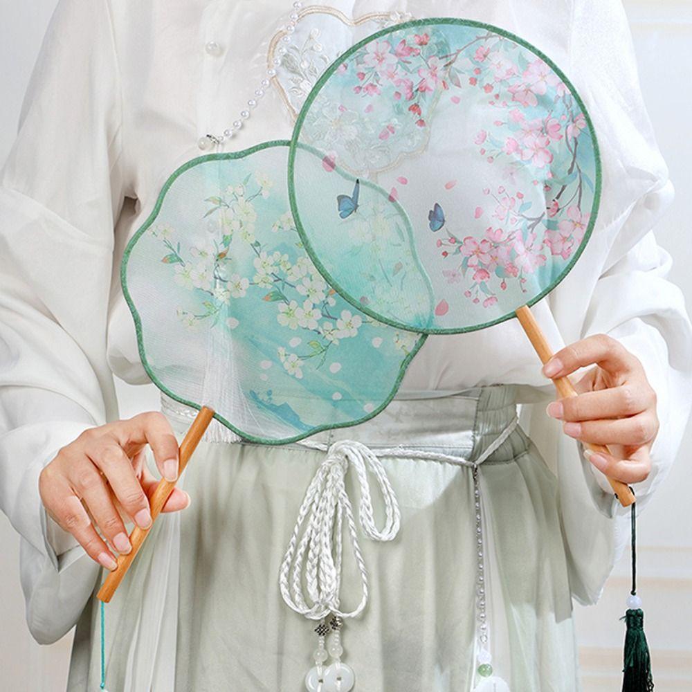 with Pendant Embroidery Fan Tassels Silk Fan Classical Chinese Style Round Fan  Home Decor