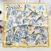 Summer Thin Floral Square Scarf For Women Hair Bag Decoration