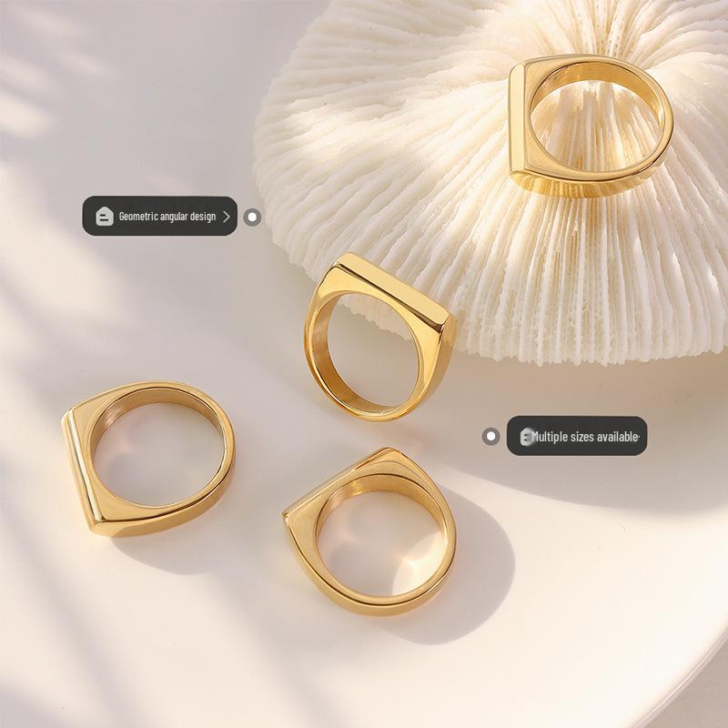 18K Gold-Plated Titanium Steel Geometric Stacking Rings