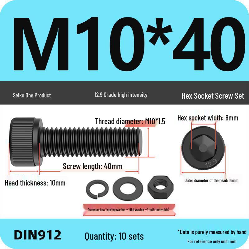 12.9 High Strength Socket Head Cap Screw and Nut Set M8-M16.