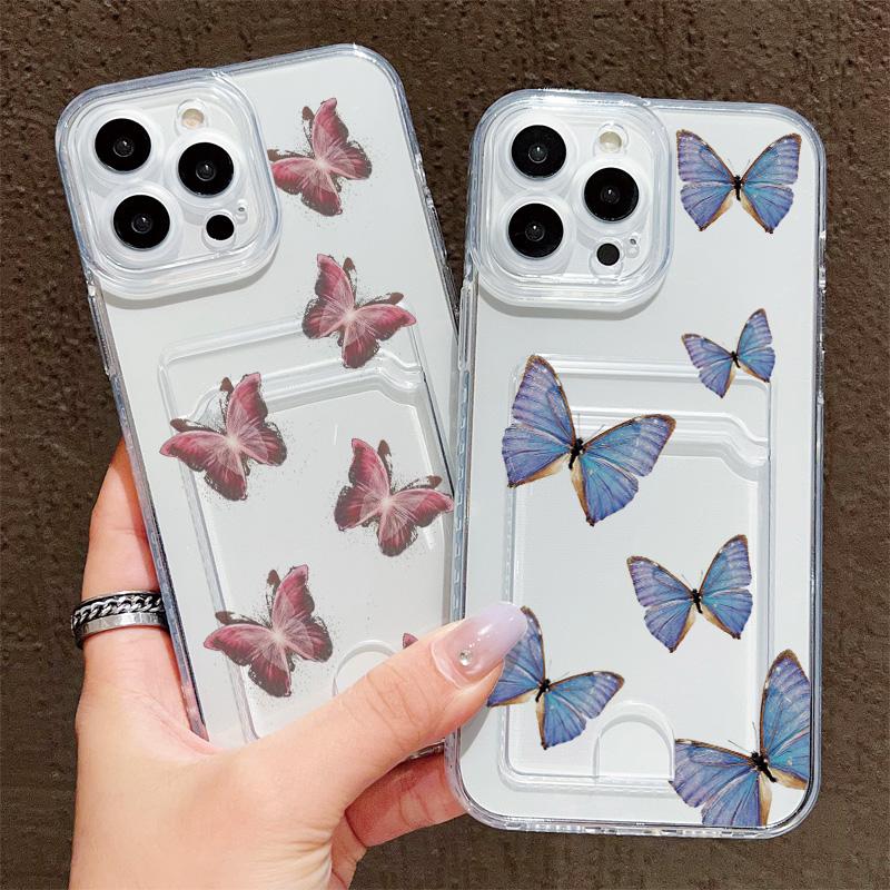 Card Slot Holder Silicone Wallet Pocket Case For iPhone 17 Air 16 15 14 Redmi Note 12 13 Oppo A18 A38 A58 Samsung S23 S24 S25 Cover Clear Phone Bumper