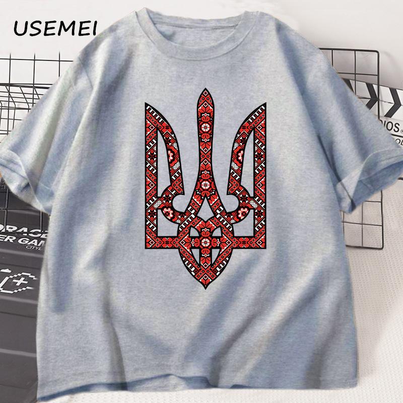 Ukraine Emblem Coat of Arms Tryzub T Shirt Men Women Harajuku Cotton Short Sleeve T-shirt Ukrainian T Shirts Man Clothes