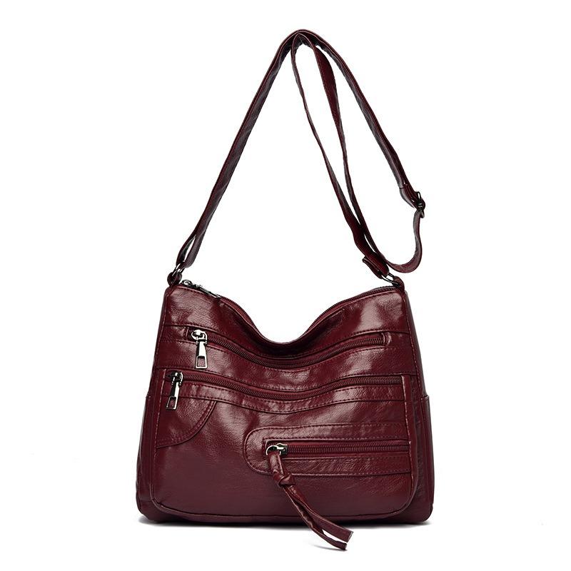 Large capacity women's solid color fashion shoulder bag multi-layer messenger bag multi-functional storage bag going out travel armpit bag