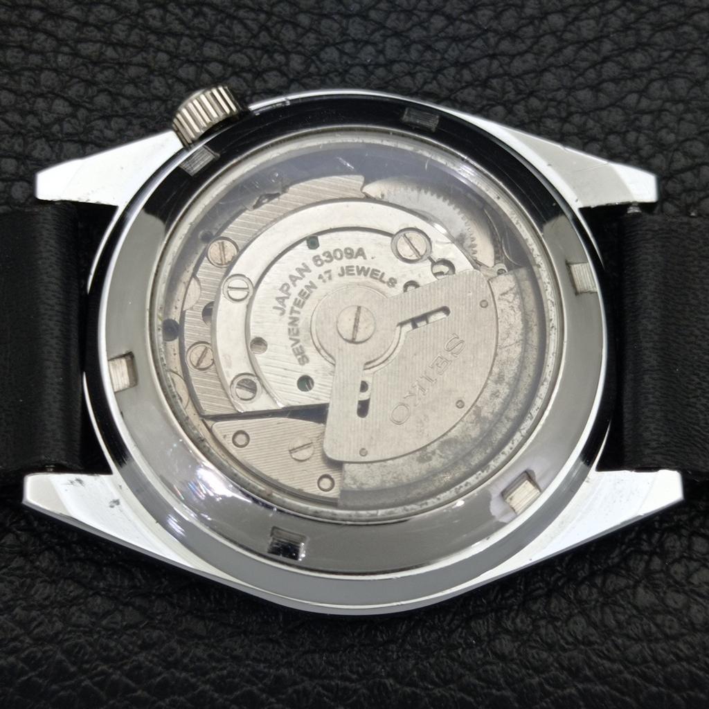 VINTAGE REFURBISHED SEIKO 5 AUTOMATIC 6309A JAPAN MENS BLACK WATCH a441107-4 Sk-a441107