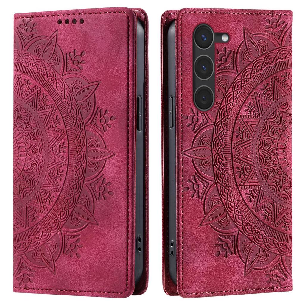 for Samsung Galaxy S23+,S23,S22+,S22,S21 FE,S21,S21+ Mandala Embossed PU Leather Flip Wallet Case Magnetic Closure Cover