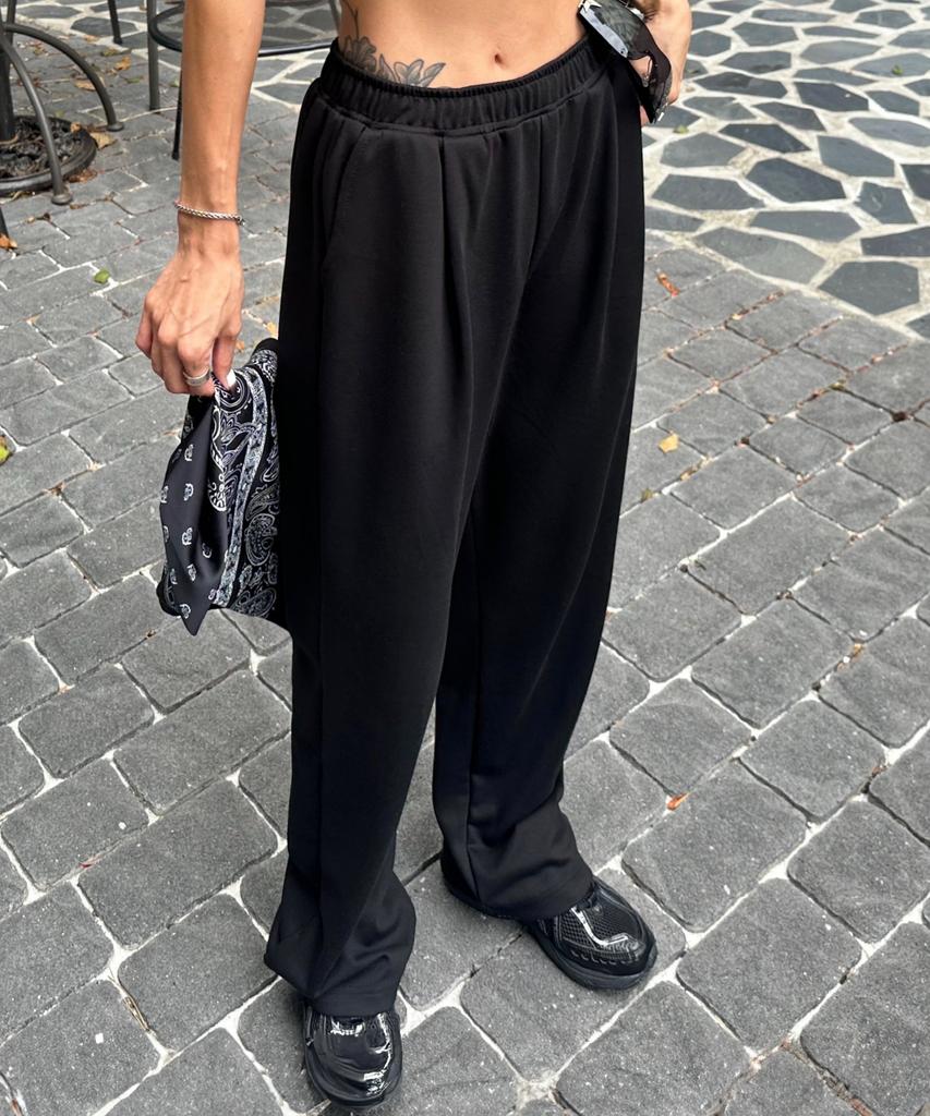 LEADEN One-Pleat Semi-Wide Training Pants [Black] (Renew)