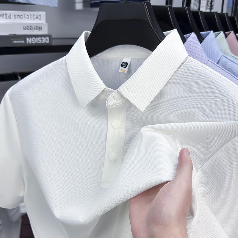 Lapel Collar Short Sleevepolo7 ABusiness Loose Fit T-Shirt