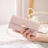 Women's Large Capacity PU Leather Long Wallet, Solid Color with Leaf Buckle – Japanese/Korean Style Clutch