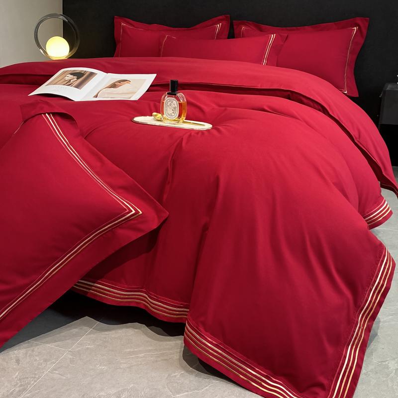 4pcs King/Queen Size Bedding Set Soft Washed Cotton Duvet Cover Skin Friendly Breathable Home Textile Luxury Bed with Pillowcase