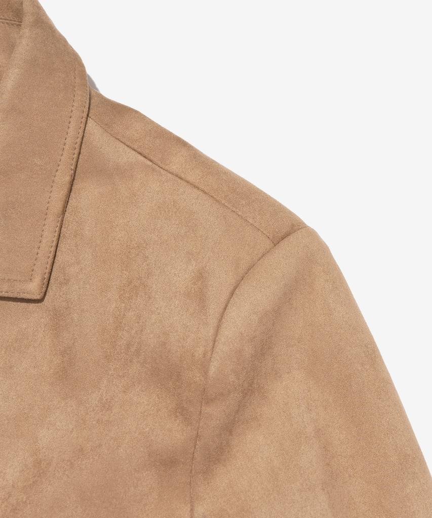 Roidesrois Collar-Detailed Suede Button-Up Jacket (Beige)