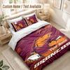 Custom Name Bedding Set 3 PiecesBrisbane Broncos Print Duvet Cover + 2 Pillowcases Soft Bed Decor
