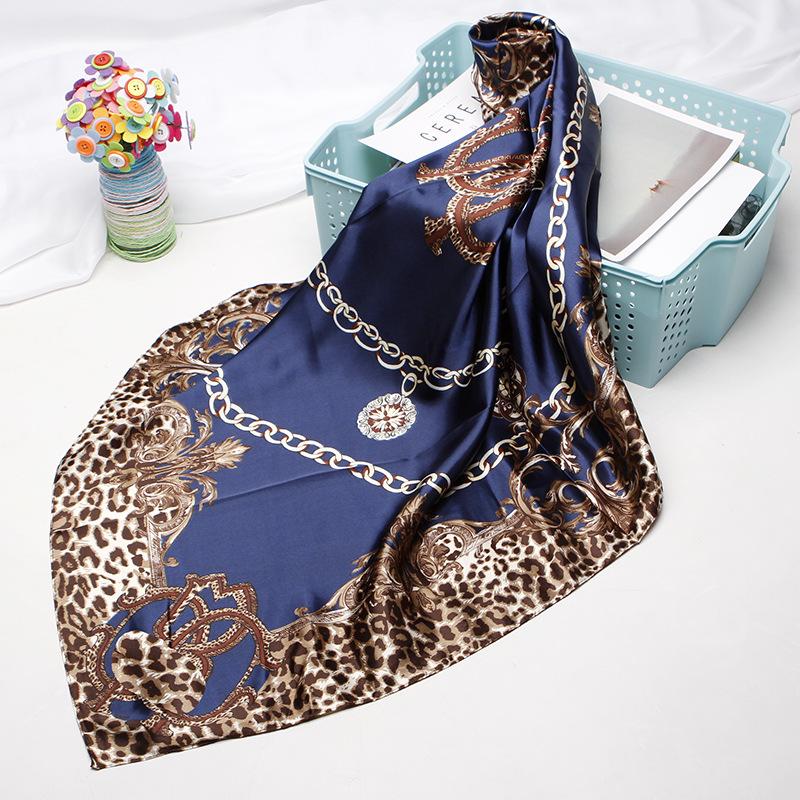 Fashion Kerchief Silk Satin Neck Scarf For Women Print Hijab Scarfs Female 90*90Cm Square Shawls And Wraps Scarves For Lady